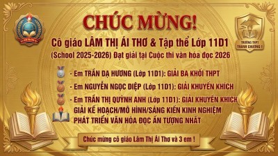 Chúc mừng cô giáo Lâm Thị Ái Thơ và 3 em học sinh lớp 11D1